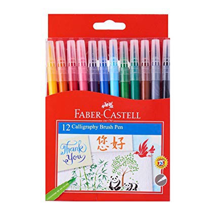 [Giá Tốt] Bút thư pháp, Bút đầu cọ Calligraphy 12 màu Faber Castell