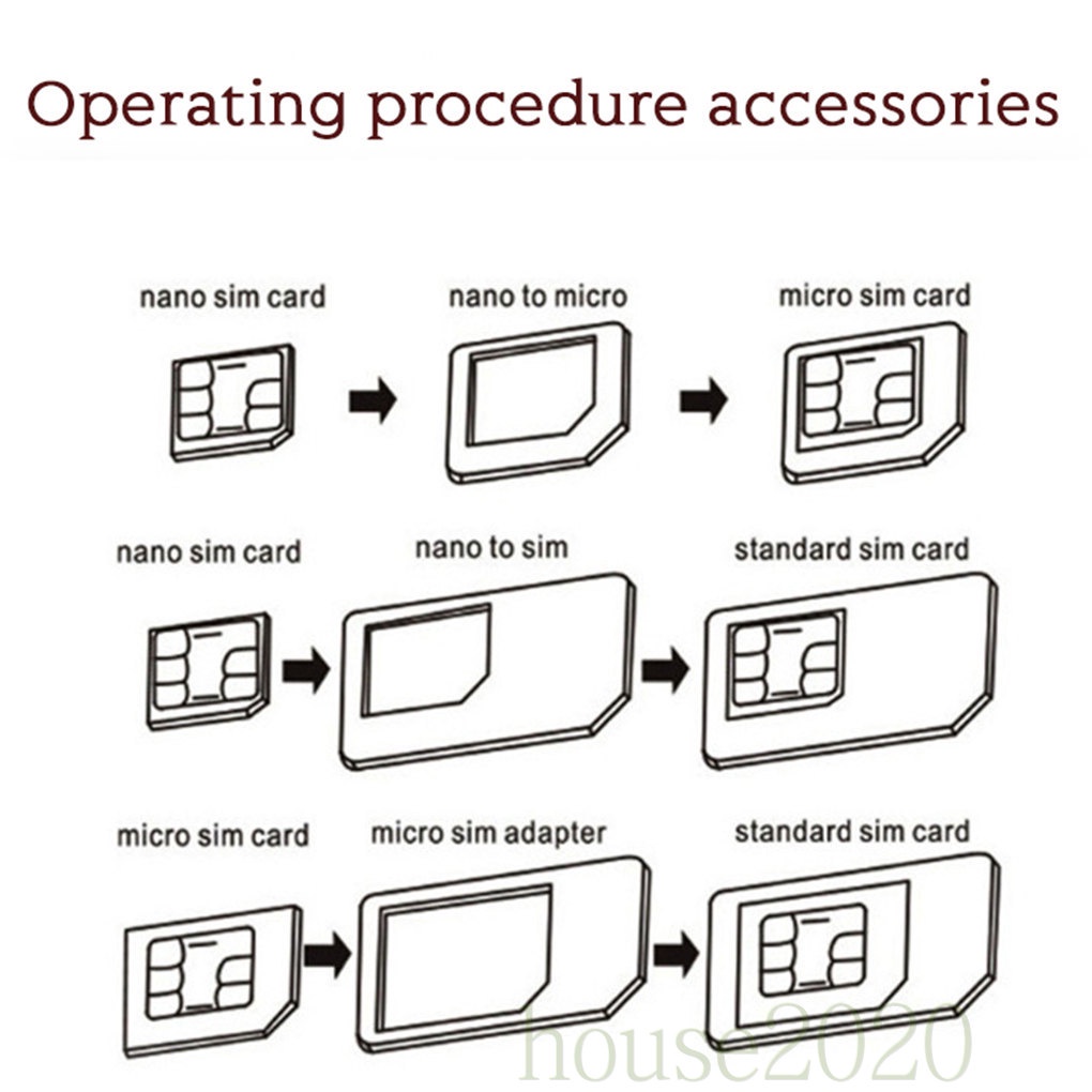 [house2020]SIM Card Adapter Kit 4 in 1 Converter Set Micro to SIM Card Removal Pin for Mobile Devices Random Color