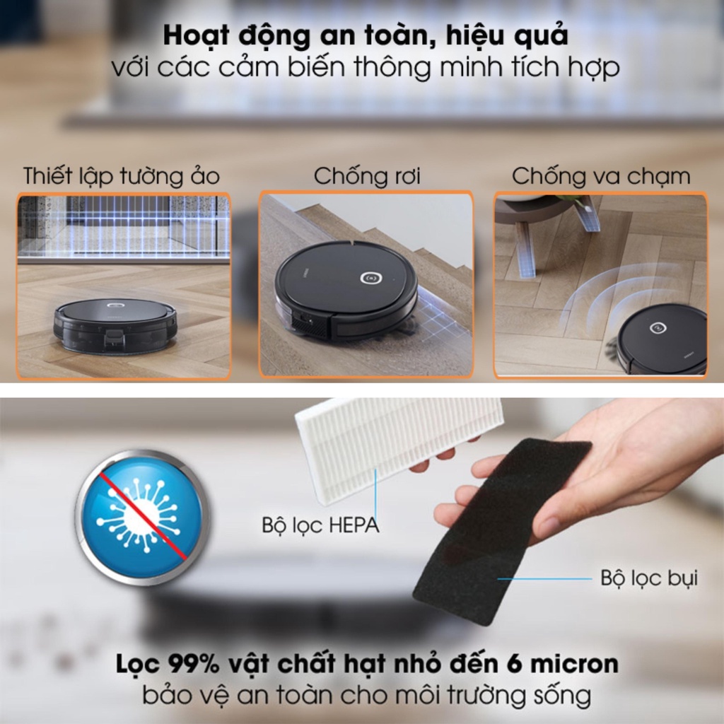 Robot hút bụi lau nhà thông minh Ecovacs Deebot OZMO U2 PRO - Hàng chính hãng