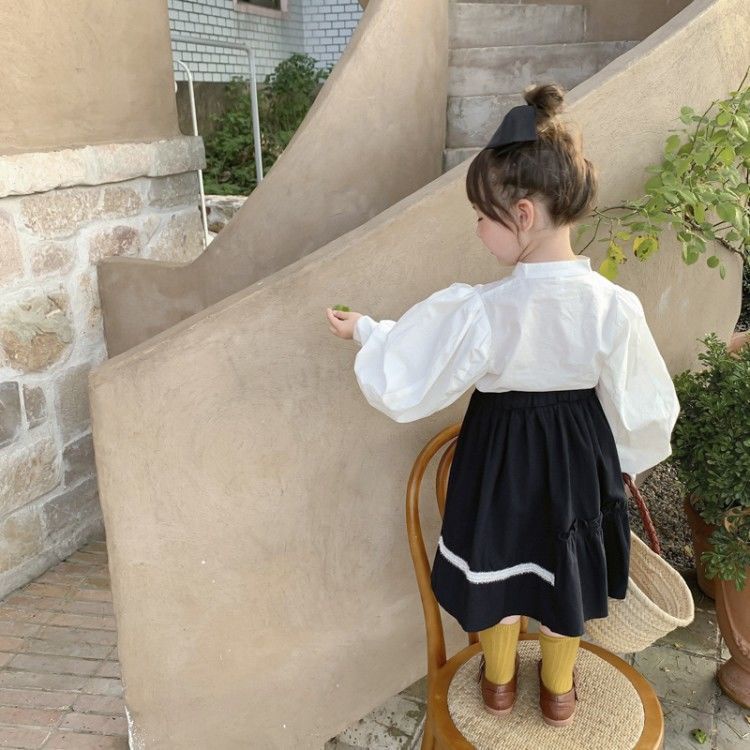 Áo sơ mi tay phồng phong cách phương Tây thời trang mùa thu 2021 dành cho bé gái