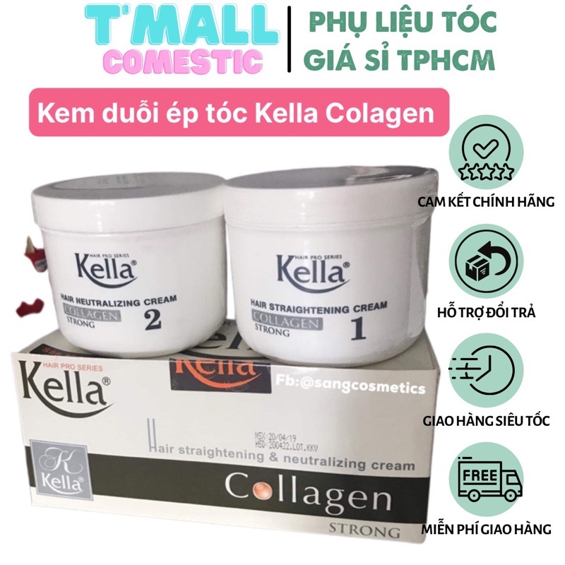 Kem Duỗi Tóc Thuốc Ép Tóc Kella Collagen Strong Trắng