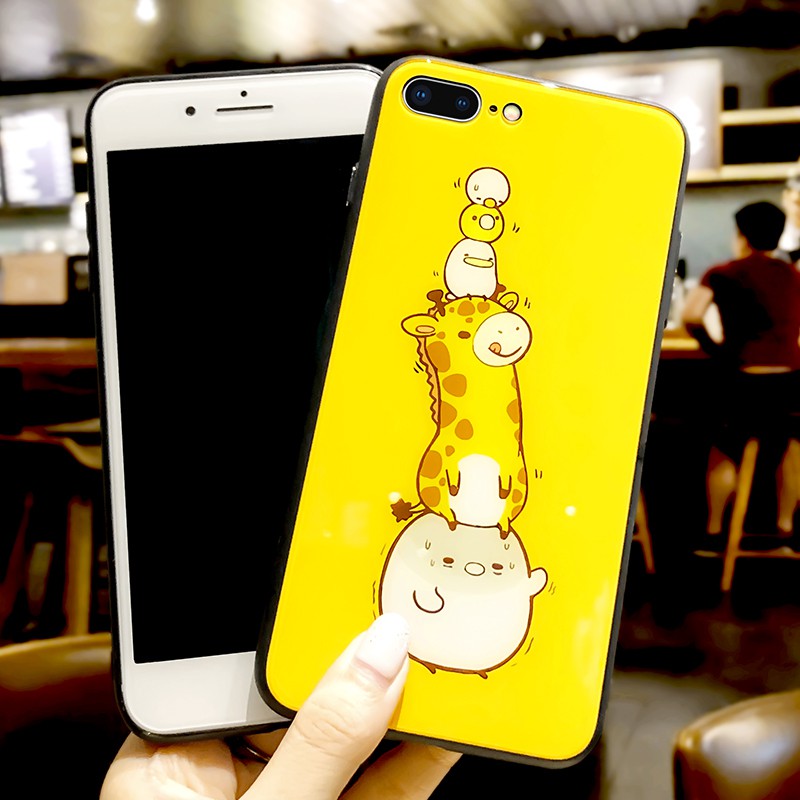 [ IPHONE ] Ốp Lưng Kính Cường Lực Giraffe - A061