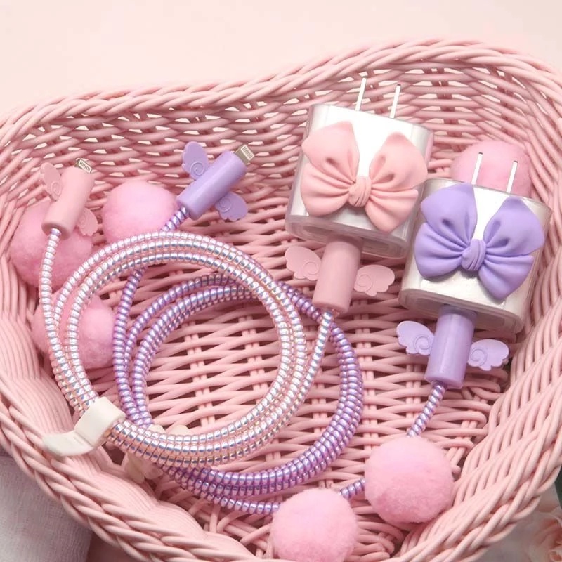 Phụ Kiện Bảo Vệ Dây Cáp Sạc Bằng Tpu Họa Tiết Hoạt Hình Kawaii Dễ Thương Cho Apple 20w / 18w / 5w