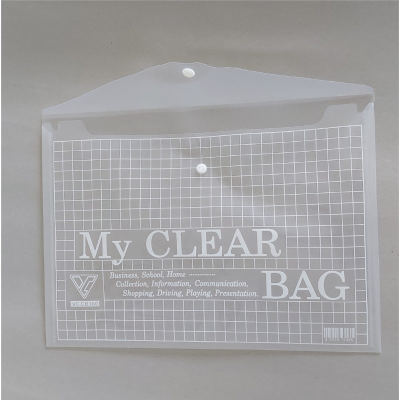 Túi nút bấm đựng tài liệu, bìa đựng hồ sơ My CLEAR khổ F4 (loại dày) chất liệu nhựa PP cao cấp không thấm nước