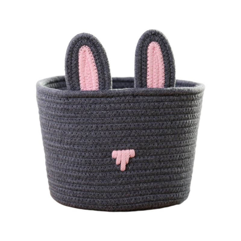 Giỏ Vải Cotton Đựng Đồ Chơi / Kẹo / Đồ Ăn Vặt Đa Năng Họa Tiết Thỏ Phục Sinh Hoạt Hình Dành Cho Trẻ