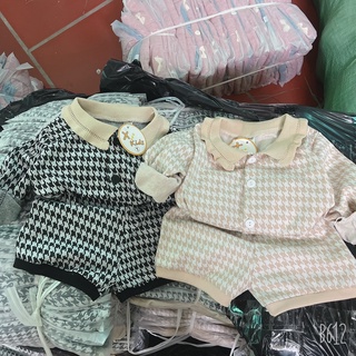 Set len dạ ziczac bé gái
