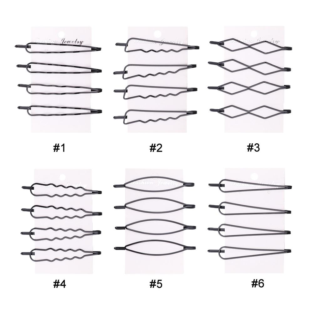 Bộ 4 kẹp tóc kim loại phong cách đơn giản dành cho nữ