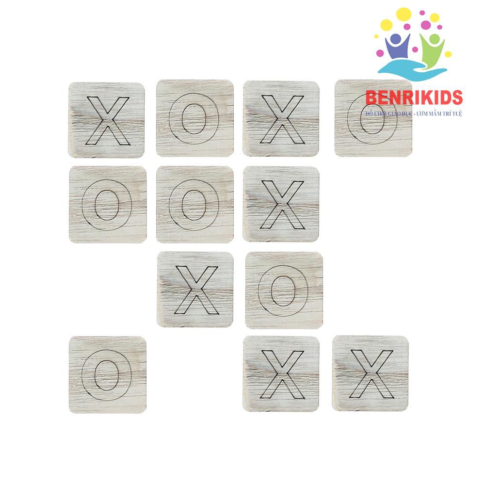 Túi 64 Quân Cờ Caro Bằng Gỗ Benrikids, Boardgame Đối Kháng Vui Nhộn