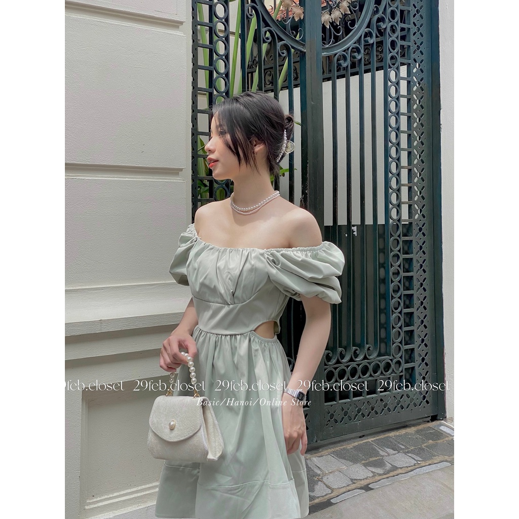 [Ảnh thật/Video] Váy cổ vuông hở eo chất thô mềm - 29feb.closet - V23