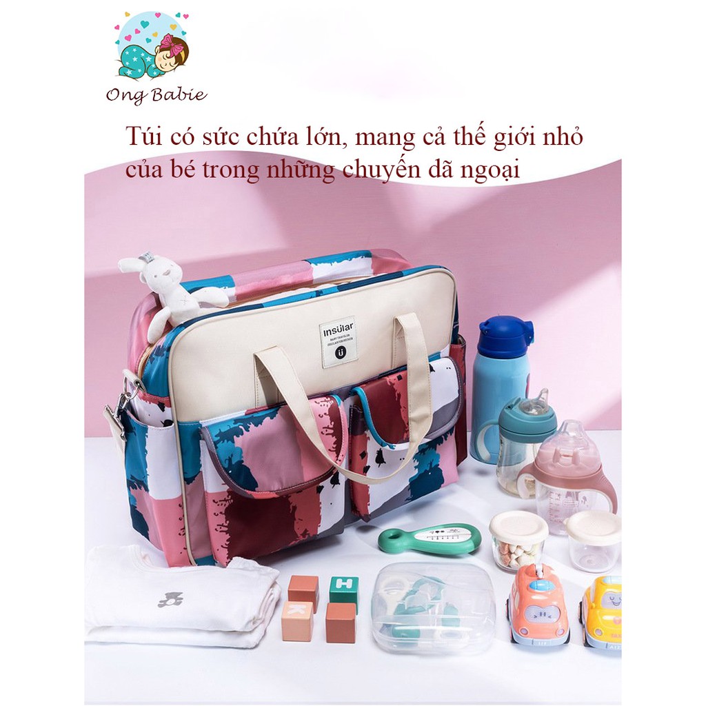 Túi Xách Bỉm Sữa Cho Mẹ Và Bé Cao Cấp Insular Phong Cách Hàn Quốc Ongbabie.shop