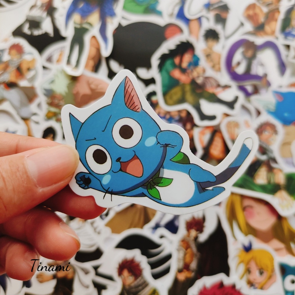 Bộ 50 Hình dán anime Sticker Fairy Tail Hội đuôi tiên trọn bộ hình dán không thấm nước mực in sắc nét trang trí