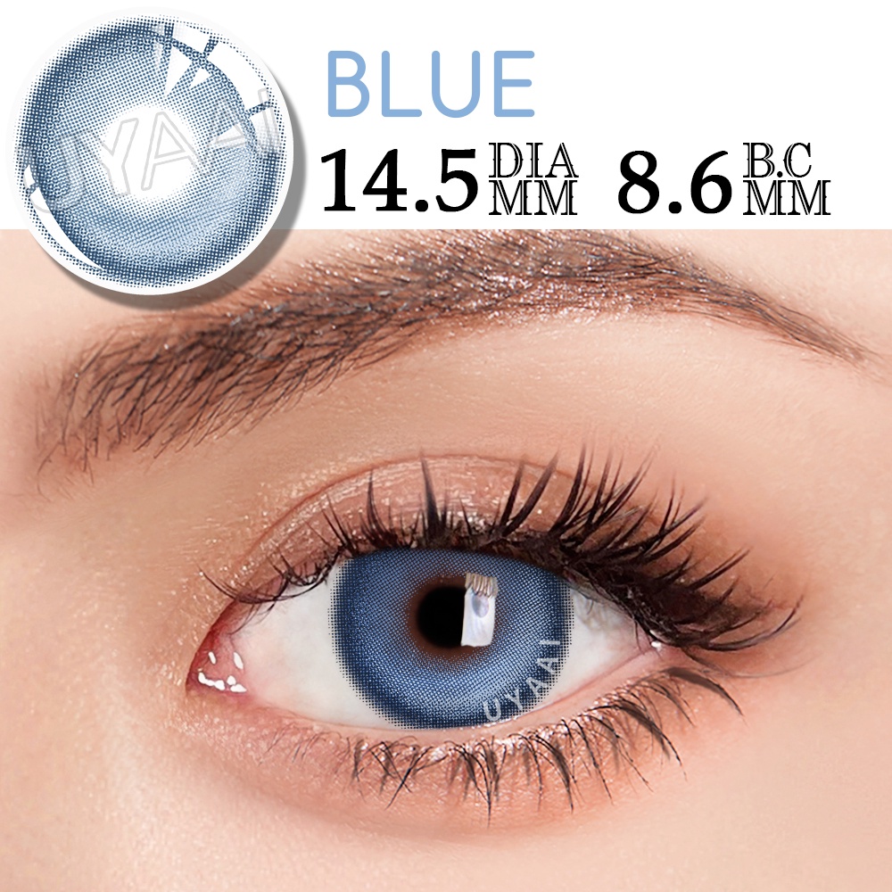 Bộ 2 Kính Mắt Màu Xanh Dương Trong Suốt 14.5mm 0--8.00 Thương Hiệu Uyai