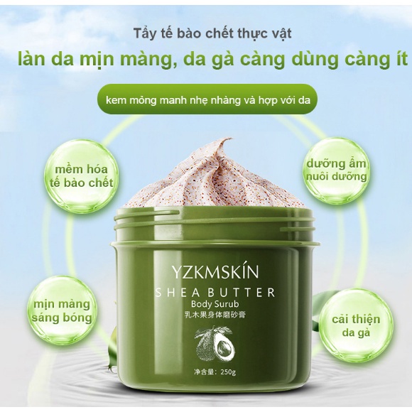 Tẩy da chết body 250g tẩy tế bào chết cơ thể YZKMSKIN làm trắng da toàn thân Làm cho da mịn màng và mềm mại | BigBuy360 - bigbuy360.vn
