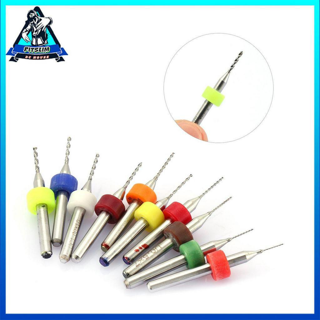 Bộ 10 cái mũi khoan bảng mạch PCB 0.3 - 1.2mm bằng hợp kim cứng