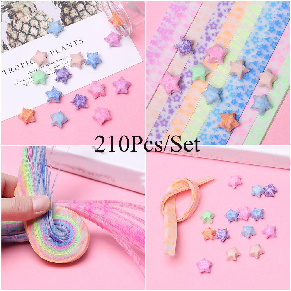 Set 210 Dải Giấy Xếp Hình Origami Màu Kẹo Dùng Làm Đồ Thủ Công DIY