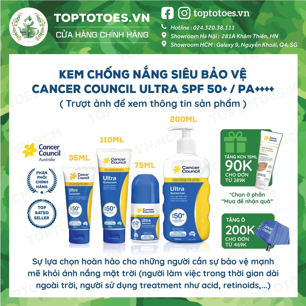 Kem chống nắng Siêu bảo vệ Cancer Council Ultra SPF 50+/ PA ++++