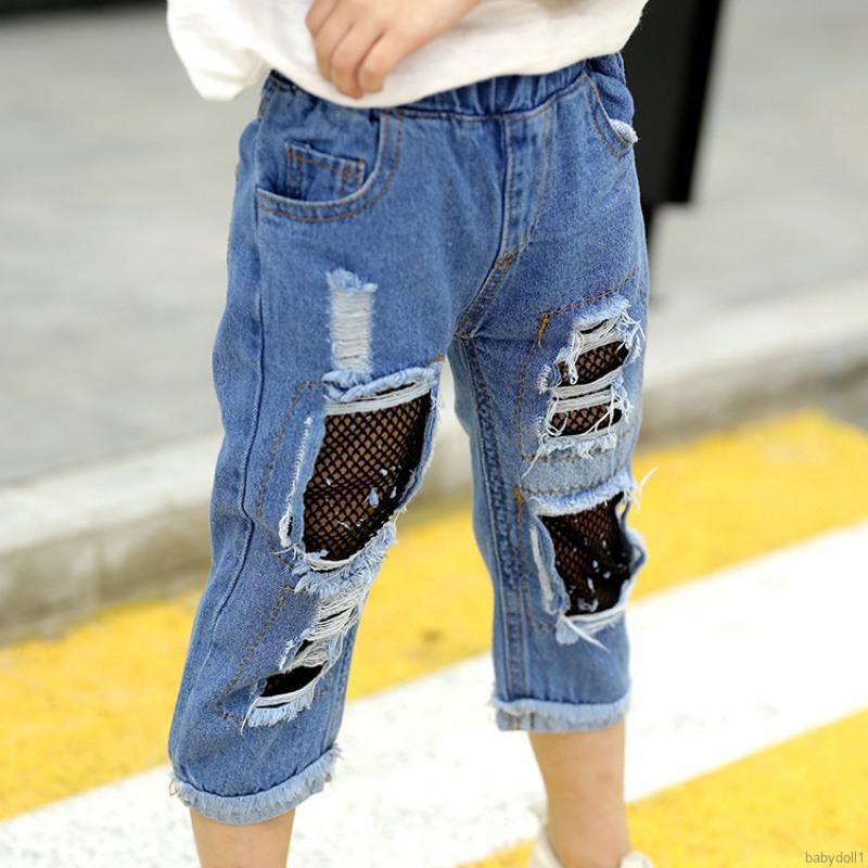 Quần short jeans rách cho bé gái