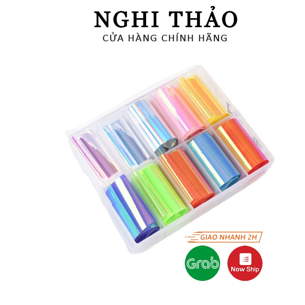 Foil ẩn thủy tinh 7 màu trang trí móng