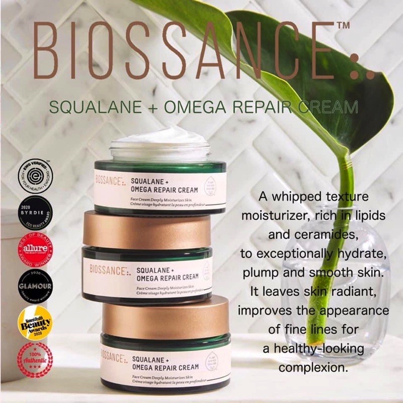 BIOSSANCE  Kem dưỡng phục hồi da Squalane + Omega Repair Cream