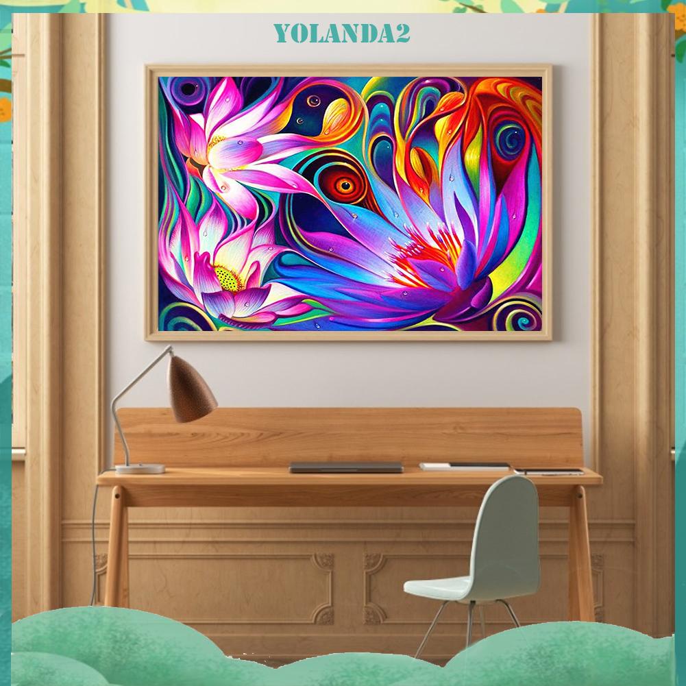 (canvas no printing)  Toàn Bộ Tranh Thêu Chữ Thập Họa Tiết Hoa Sen 11CT