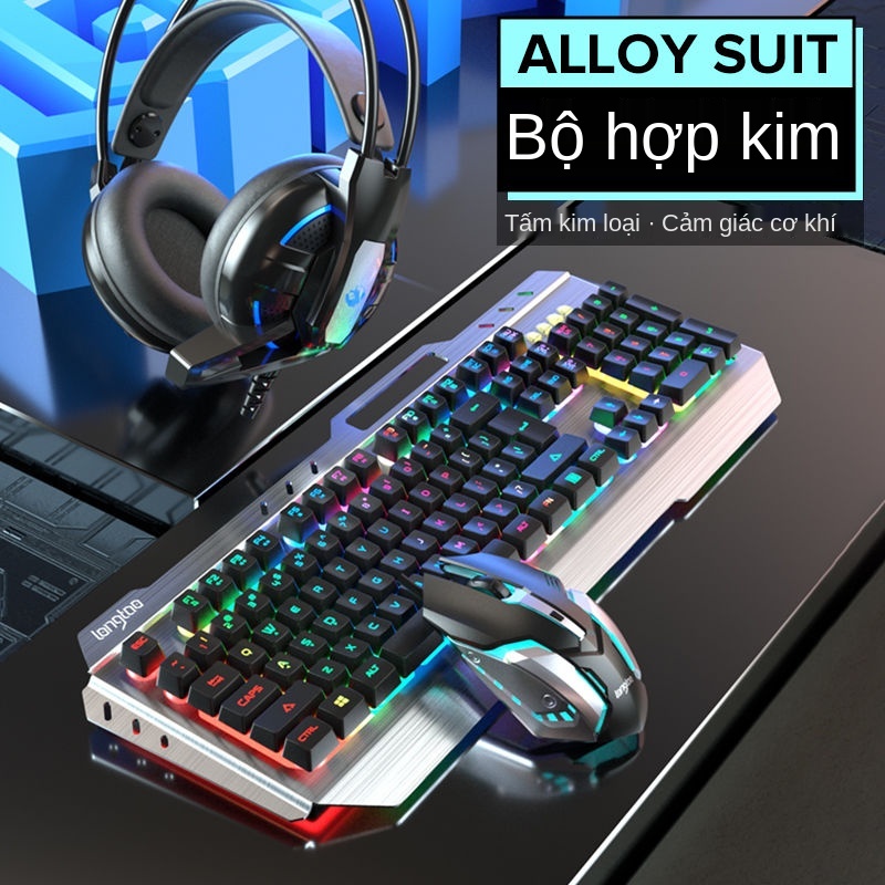 ☫Siêu Bền PUBG/LOL bàn phím Gaming +Chuột ( Hàng Chính Hãng ) có đèn led 7 màu Một cú chạm cơ khí thật sự bộ tai nghe.