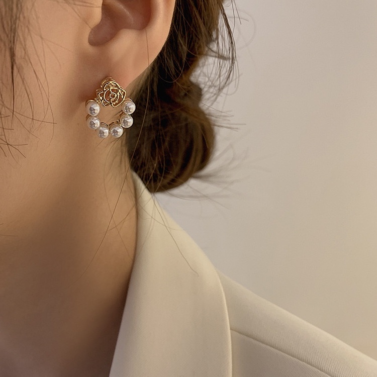 Khuyên tai hoa hồng ngọc s925