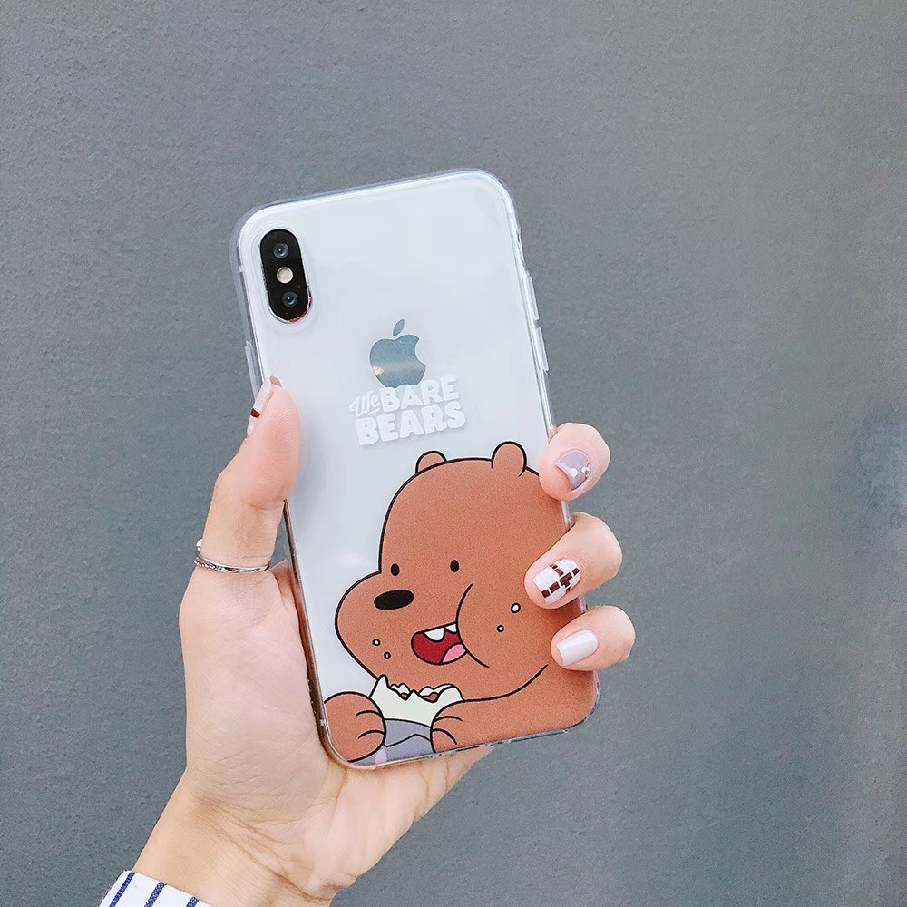 Ốp điện thoại trong suốt in hình gấu dành cho iPhone11 Xsmax 7Plus 6sp XR SE 2020 8PLUS Case | BigBuy360 - bigbuy360.vn