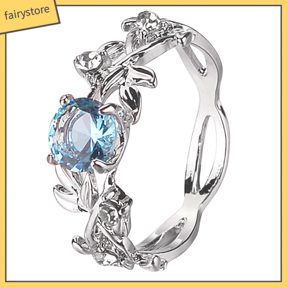 Nhẫn Hợp Kim Hình Lá Đính Đá Lấp Lánh