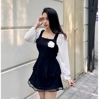 SET Áo Pelum cài hoa kèm Chân váy xoè⚡️Ảnh thật
