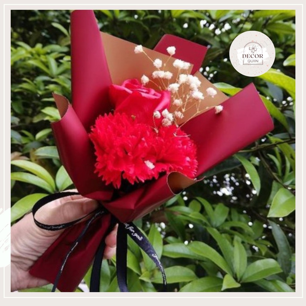 Freeship Bó hoa cẩm chướng❤️hoa sáp quà tặng mẹ tặng người yêu tặng crush hoa khô xinh xắn dễ thương làm quà sinh nhật