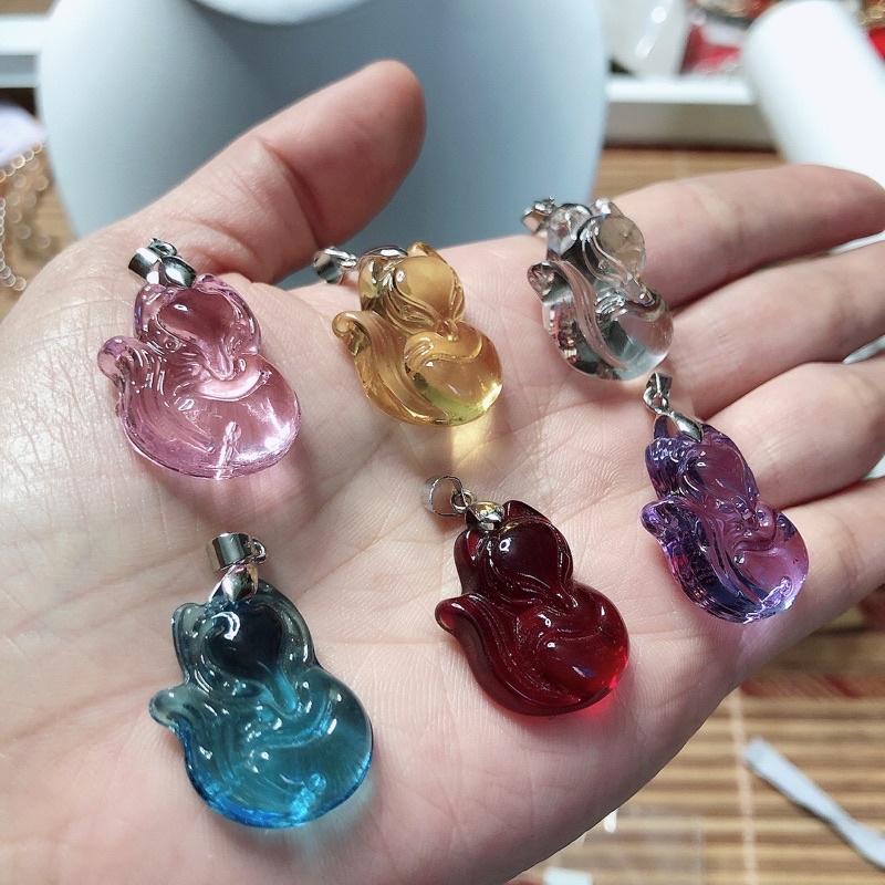 Dây chuyền mạ bạc 925 mặt hồ ly đá