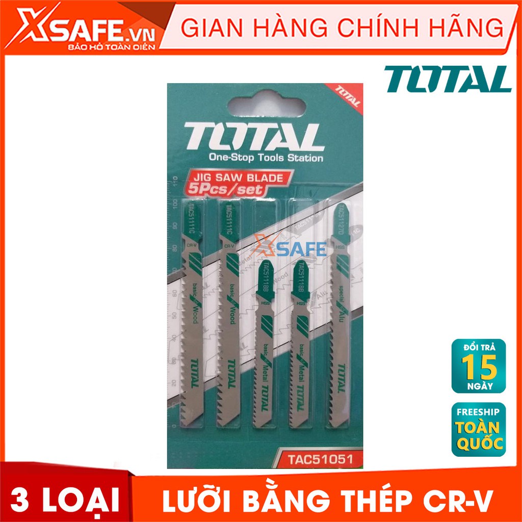 Bộ 5 lưỡi cưa lọng TOTAL TAC51051 Lưỡi cưa lọng Total chất liệu hợp kim siêu bền, dễ dàng cắt kim loại, gỗ - Chính hãng