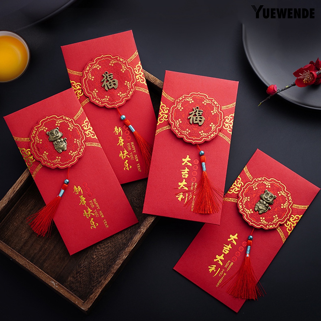 Set 2 bao lì xì đỏ truyền thống Trung Hoa 2022