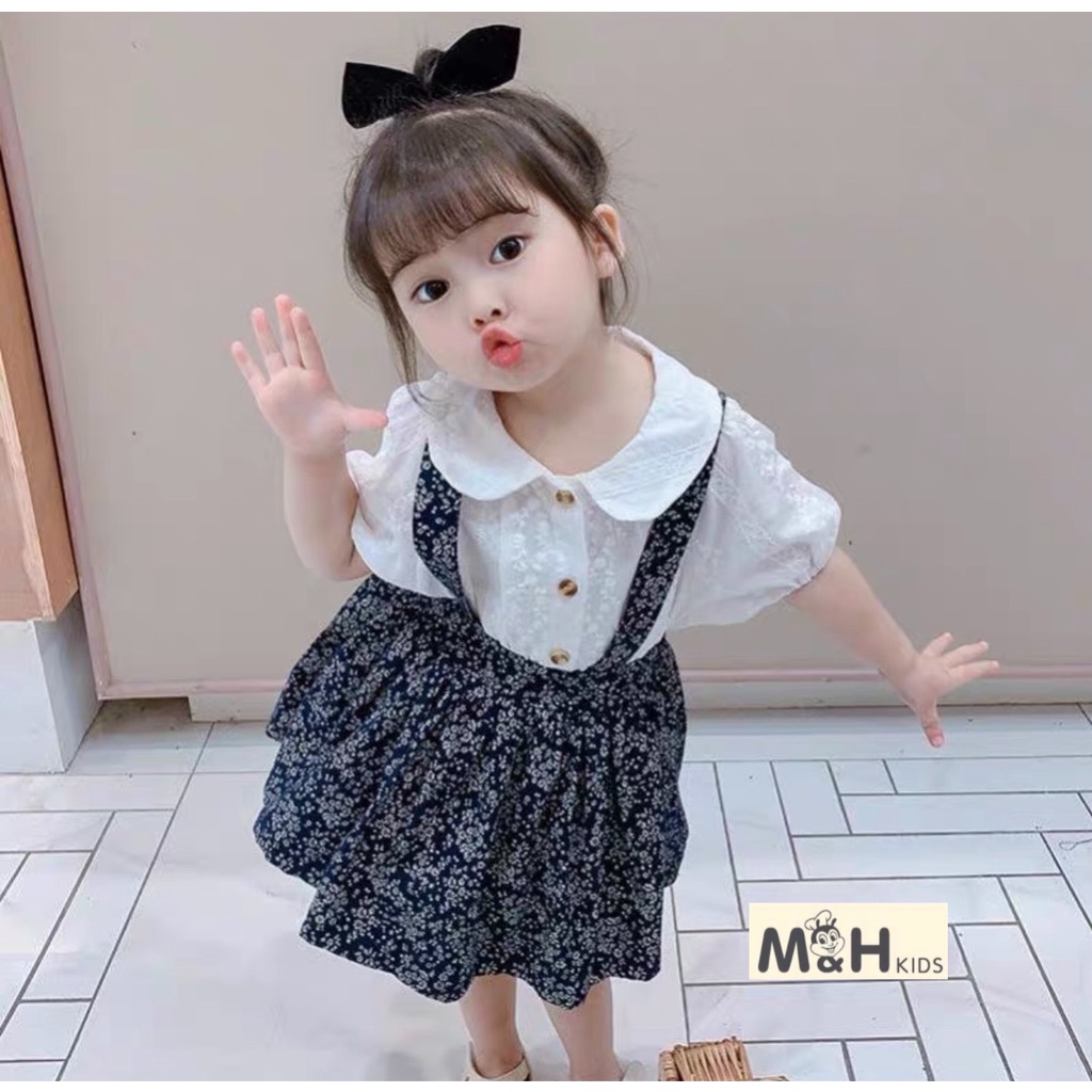 Đầm váy bé gái, áo sơ mi kèm yếm bé gái 16-30kg siêu cute dễ thương