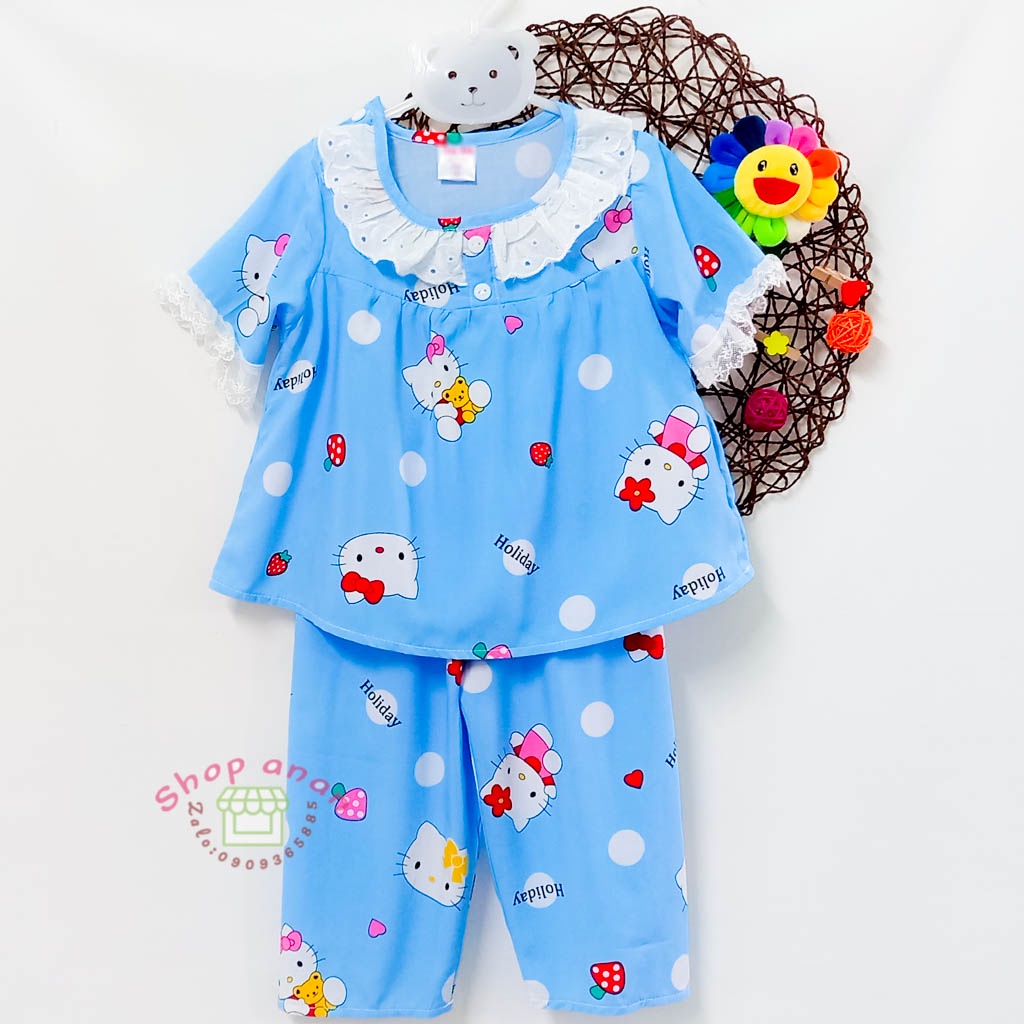 Đồ bộ tole/lanh quần dài tay ngắn bé gái 10-13kg