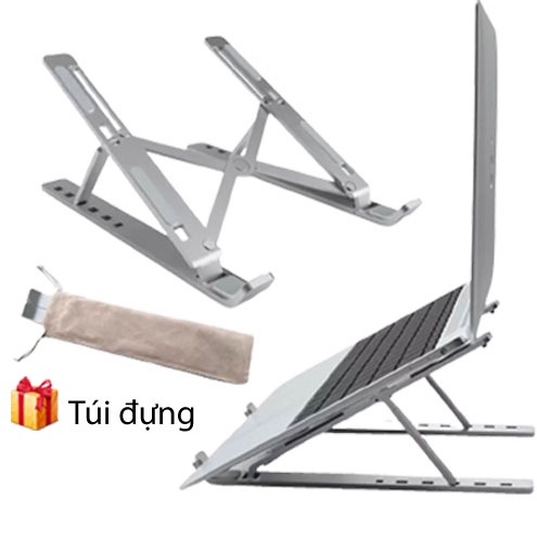 Đế Tản Nhiệt Giá đỡ Máy Tính Laptop, Ipad, bằng nhôm có thể điều chỉnh được độ cao, chống gù lưng gấp lại nhỏ gọn