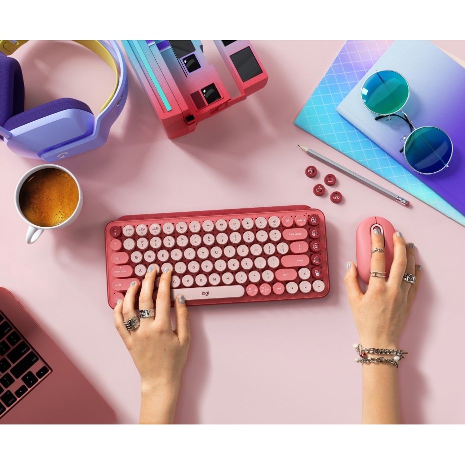 Bàn phím cơ không dây bluetooth | USB Logi POP KEYS phím emoji có thể tùy chỉnh