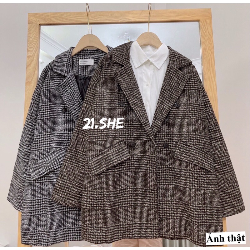 Áo khoác dạ 2 lớp cổ vest cực dày dặn/ blazer dạ Quảng Châu | BigBuy360 - bigbuy360.vn