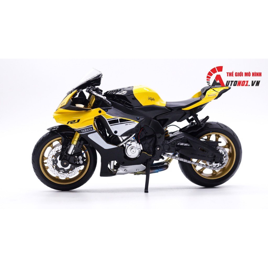 MÔ HÌNH XE YAMAHA R1M 60TH ANNIVERSARY YELLOW VER 2 - ĐỘ PÔ AR KIM LOẠI AUTONO1 D142