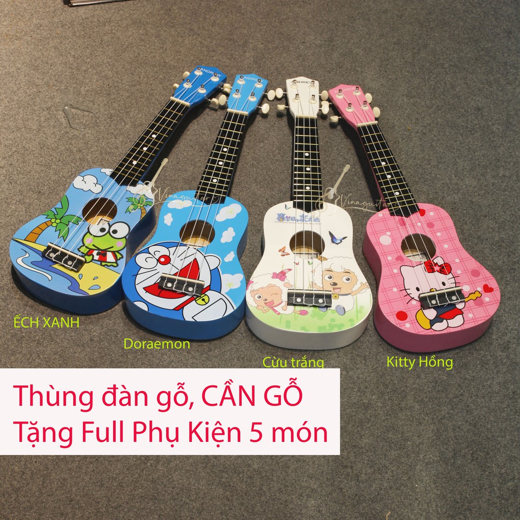 Đàn Ukulele Soprano Gỗ 21inch Nhiều Hình Full SP2 Tặng PK- Vinaguitar Bảo Hành 2 năm