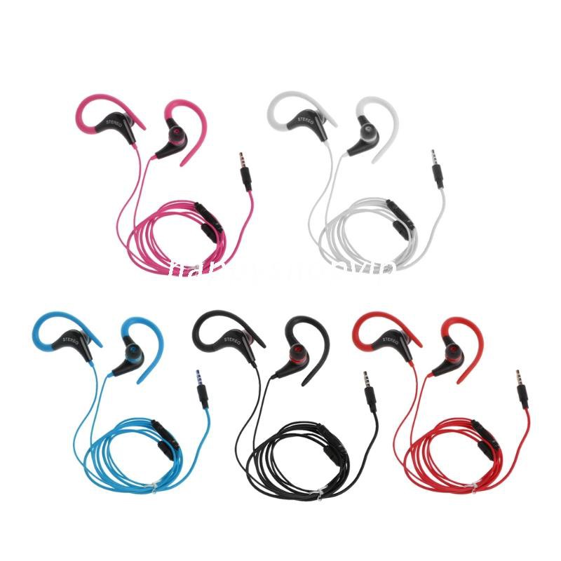 HSV 3.5mm Stereo Earbud Ear Hook Headphone With Mic For iPhone Samsung Smart Phone