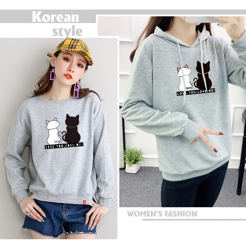 Tết🌺Sale Áo nữ hoodie 💥FREESHIP💥 nỉ hình hai chú mèo dễ thương mã TT35 hàn quốc kiểu dáng áo khoác cá tính chất vải đẹp