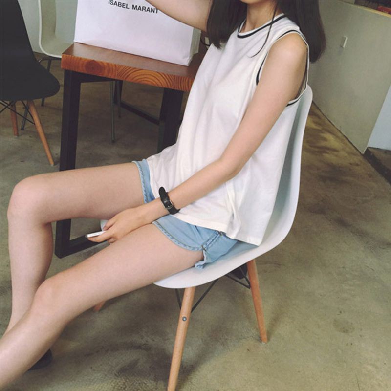 Áo Sát Nách Cổ Tròn Màu Trơn Thiết Kế Dáng Rộng Thoải Mái