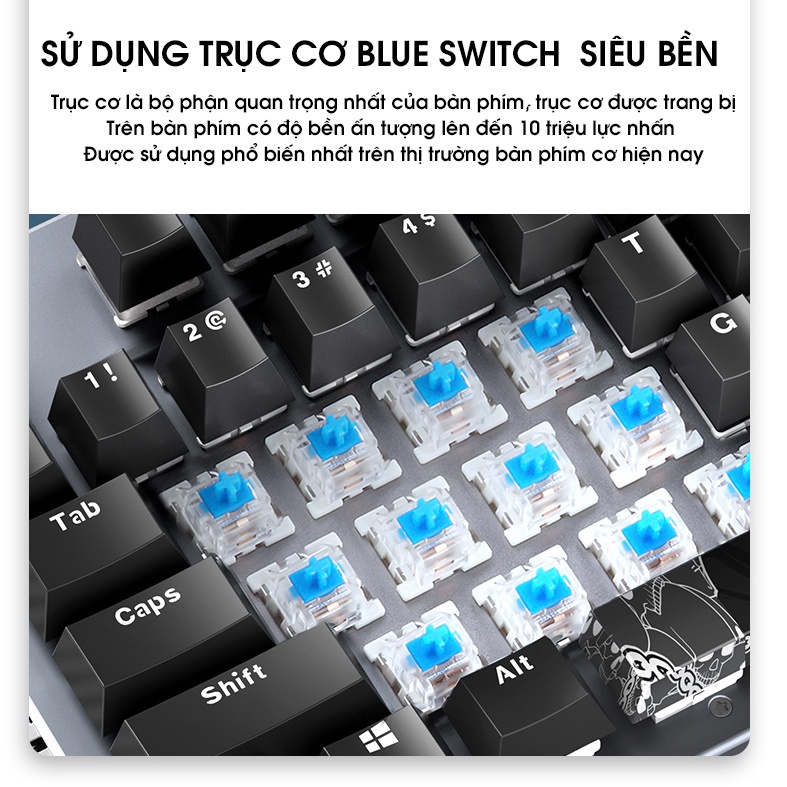 Bàn Phím cơ Gaming K968 SUPER GAME 25 Chế Độ LED Đổi Màu Keycap Siêu Xịn, Dùng Cho Máy Tính PC - LapTop