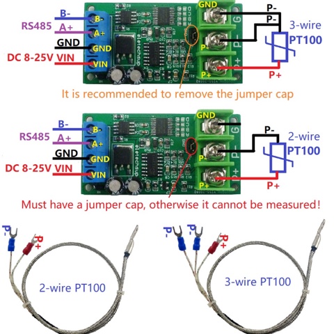 Mạch Cảm biến nhiệt độ PT100 RS485 Modbus RTU kết nối PLC