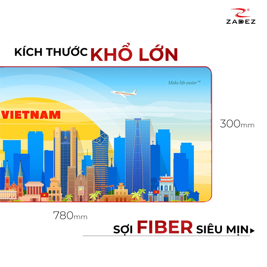 Miếng lót bàn phím, miếng lót chuột ZADEZ GP780N dày, êm tay, bền bỉ, chống trượt, bảo hành 3 tháng  khổ lớn 780x300x3mm