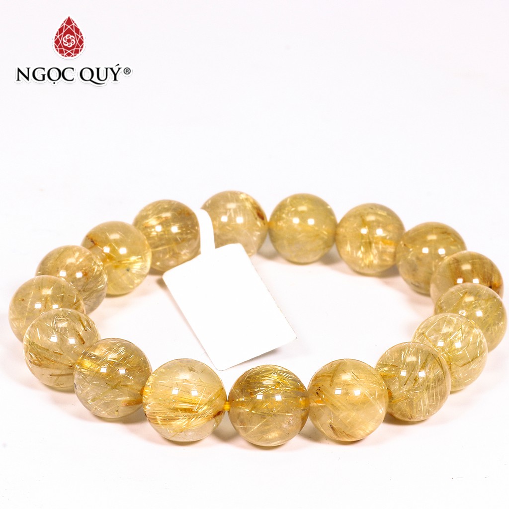 Vòng tay đá Rutilated Quartz sợi tóc vàng hợp mệnh thủy & kim - Ngọc Quý