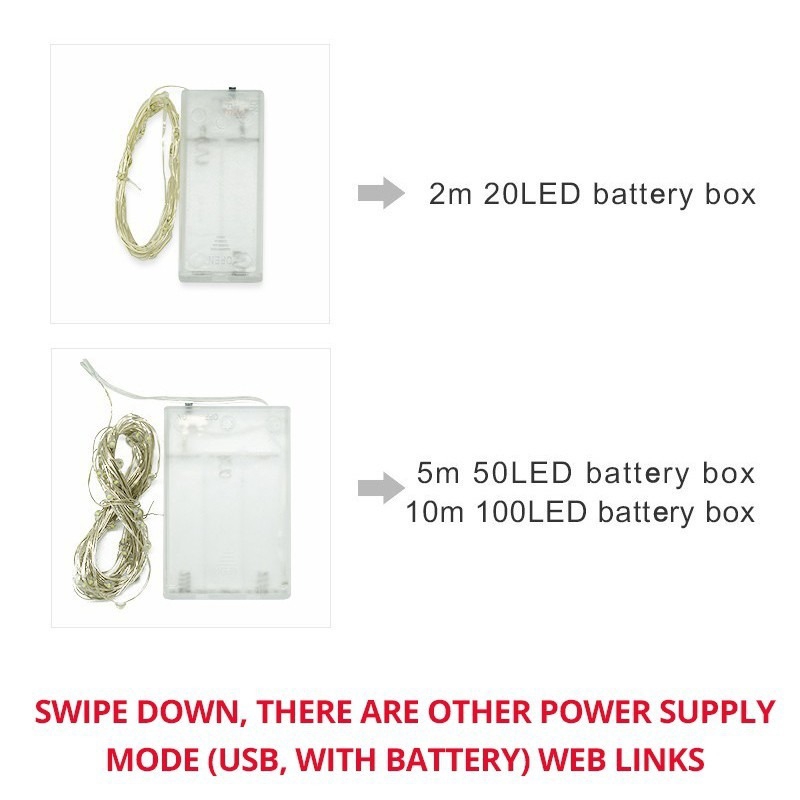 Dây đèn LED trong suốt 2M/5M/10M nhiều màu tùy chọn trang trí sinh động