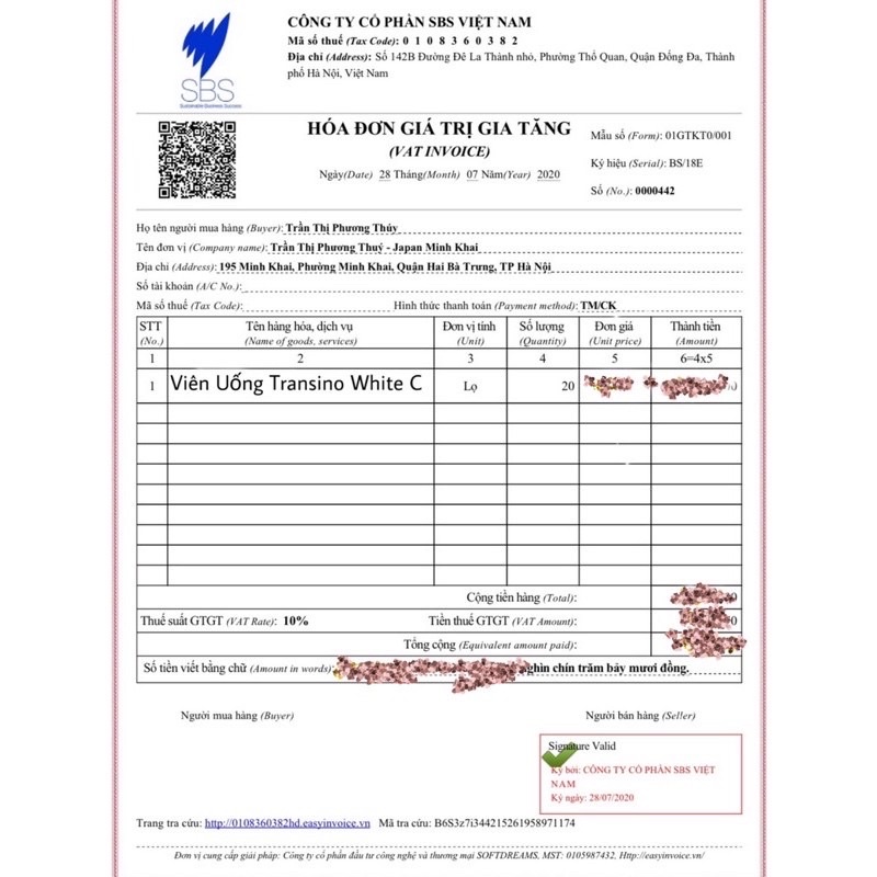 [FREE SHIP] Viên uống trắng da Transino White C Clear