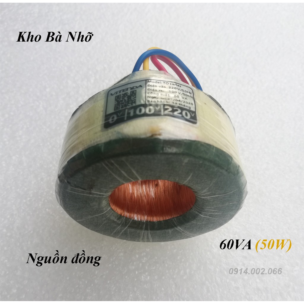 (60VA). Bộ đổi nguồn 220V sang 110V 60VA(50W) gắn trong cho quạt Nhật, lọc khí,... điện 100V. Nguồn đồng xịn. Vitenda